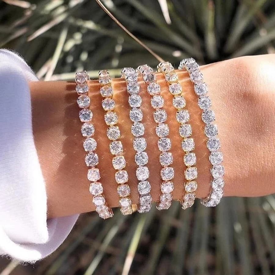 Bracelet de Tennis éblouissant en Zircon brillant pour homme et femme, chaîne en cristal, 4mm, vente en gros, bijoux