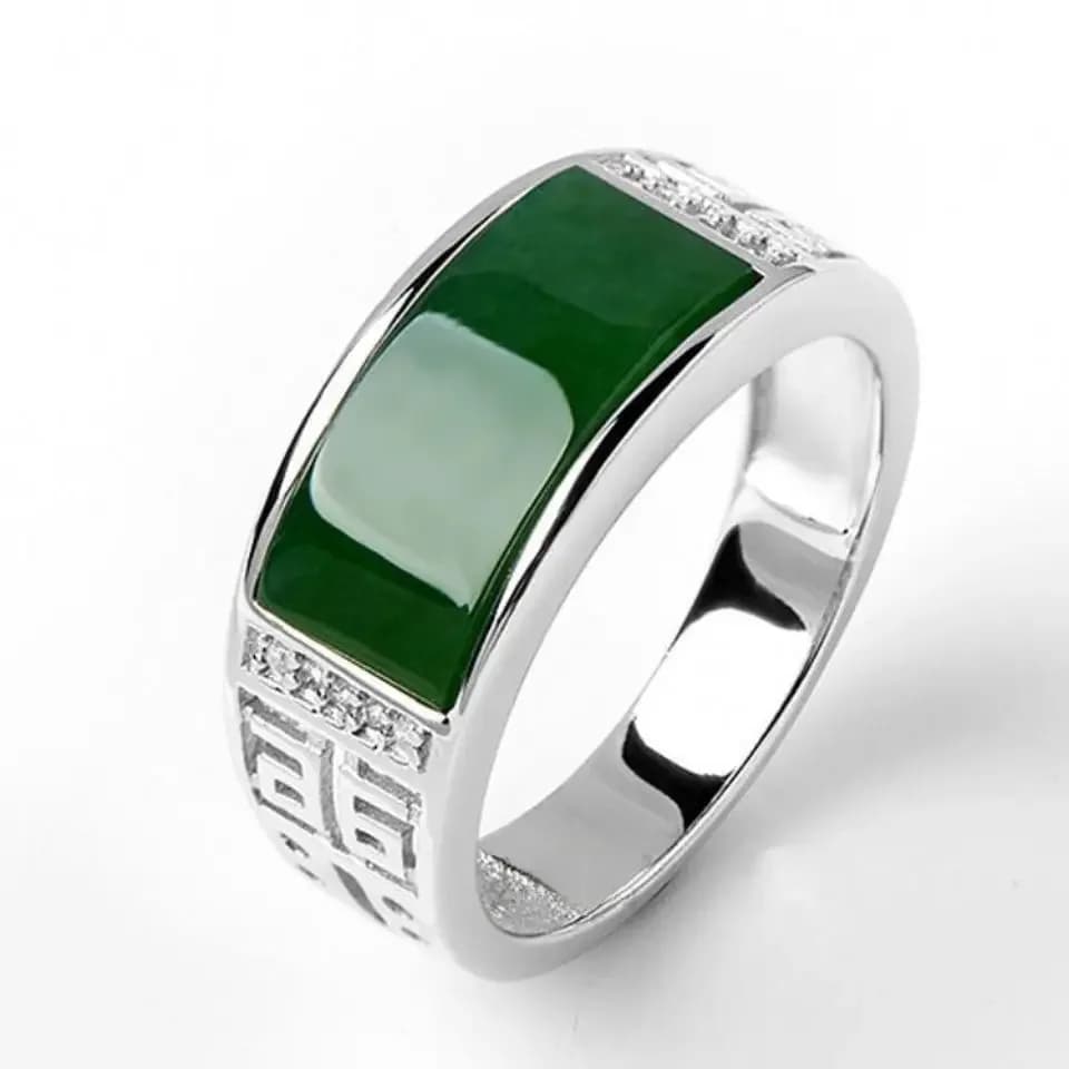 Bague en jade naturel hetian, en argent sterling 925, bijou de couple, pierre porte-bonheur, pour hommes et femmes