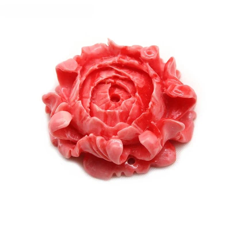 Perles synthétiques en forme de fleur de pivoine, en coquille de corail rouge, en poudre, pour la fabrication de bijoux, accessoires pour bracelets et colliers à faire soi-même