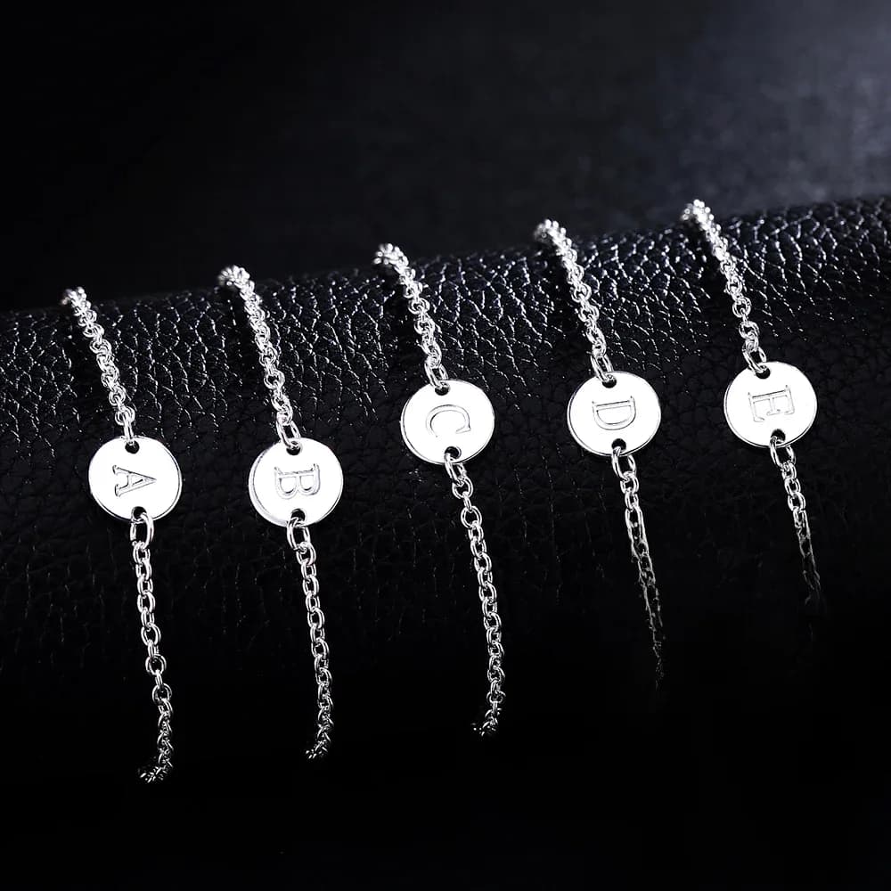 Bracelet en argent regardé 925 avec initiale, 26 lettres de l'alphabet, monogramme en or, nom en cristal CZ, bijoux à la mode, 2023