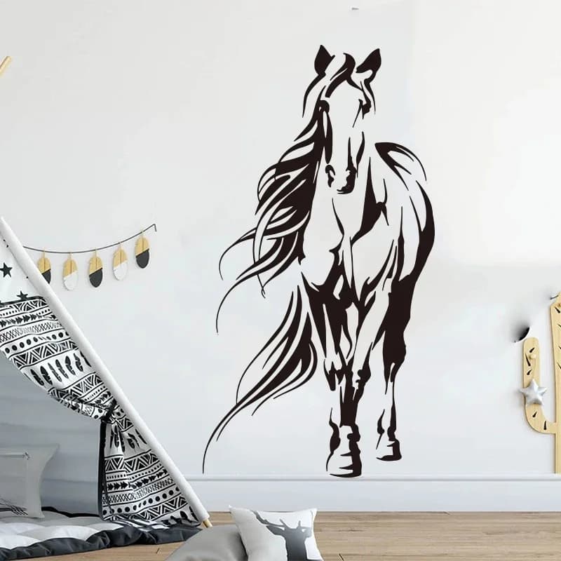 Autocollant mural en vinyle pour animaux d'équitation, énorme, pour salon, chambre à coucher, cheval, Jungle, Animal, animal de compagnie, chambre d'enfants, décor H1251