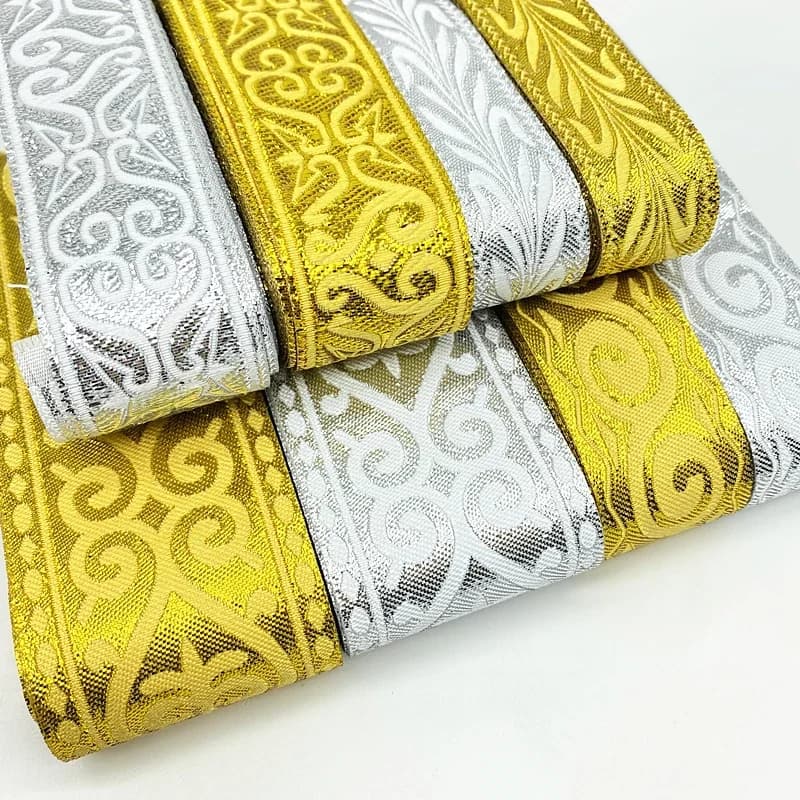 Ruban en dentelle brodé ethnique Vintage, 7 Yards, or argent, garniture Boho, bricolage de vêtements, sac, accessoires, tissu brodé