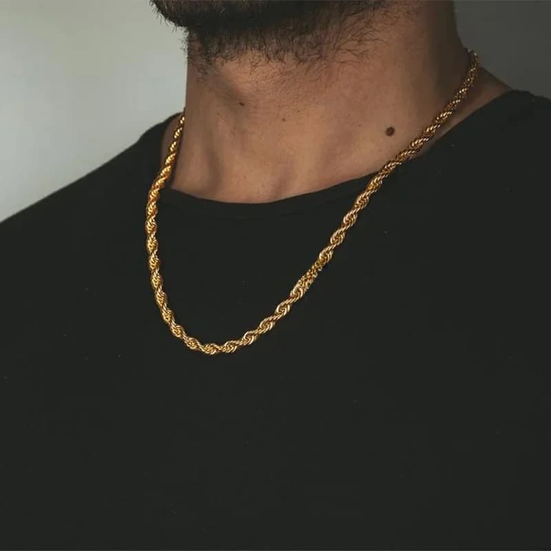 Vnox 2-5mm colliers de chaîne de corde pour hommes femmes, tour de cou torsadé à maillons Sigapore, collier masculin en acier inoxydable Punk Rock décontracté de base