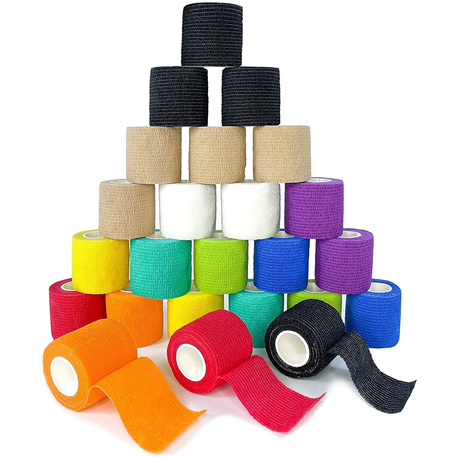 24 rouleaux de bandage auto-adhésif, enveloppe auto-adhésive respirante pour personnes et animaux de compagnie, bandage cohésif élastique athlétique
