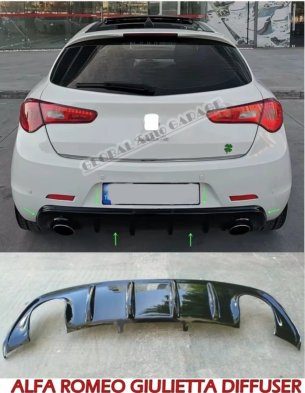 Pour Alfa Romeo Giulietta 2010 - 2020 modèle diffuseur faux pare-chocs arrière d'échappement + lèvre avant campagne avantage commande ensemble.