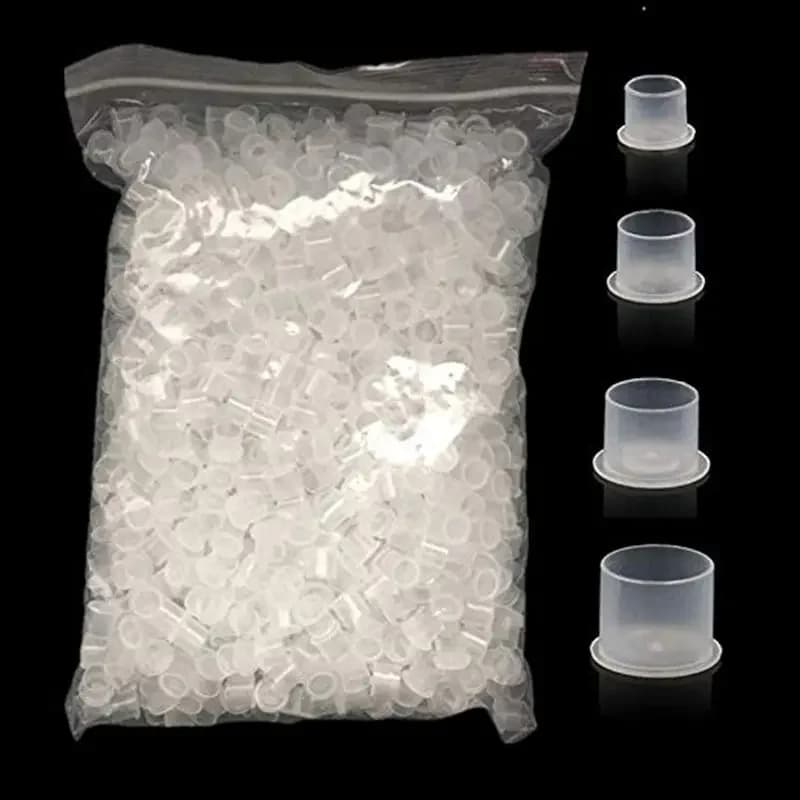 1000/500/100 pièces Coupelles à encre de tatouage en plastique transparentes autoportantes 17mm 14mm 11mm, fournitures pour pigments de tatouage