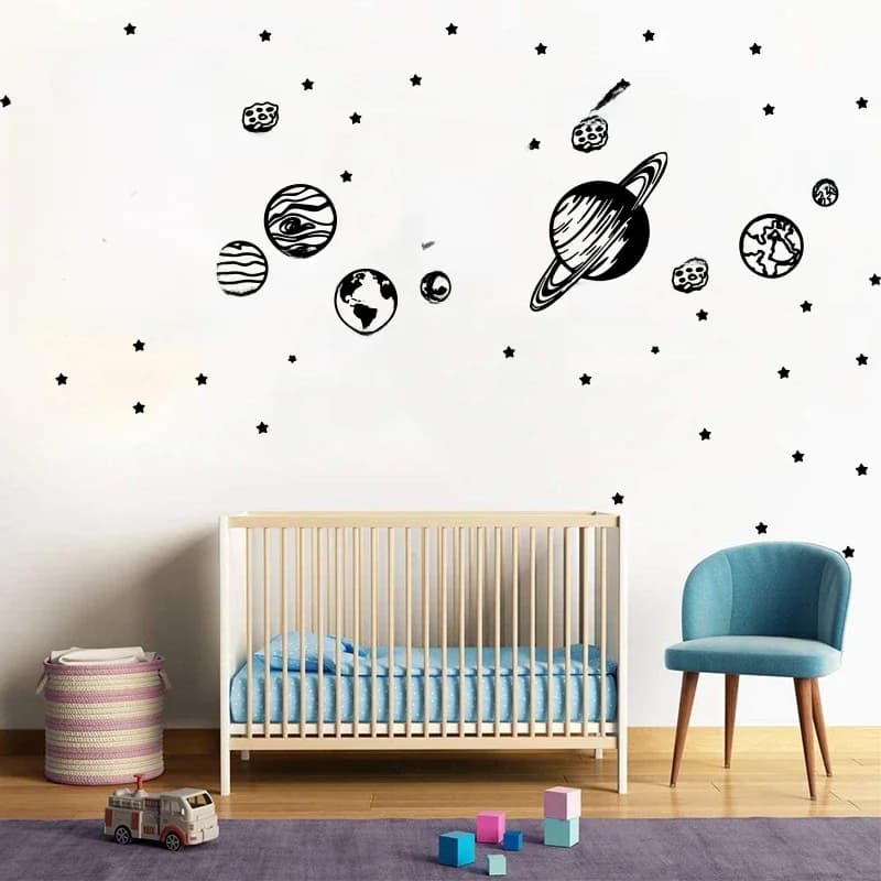 Autocollant Mural de Grandes Communautés ètes, Système Solaire, Espace, Étoile, Astronomie, Chambre d'Enfant et de Bébé, Salle de Jeux