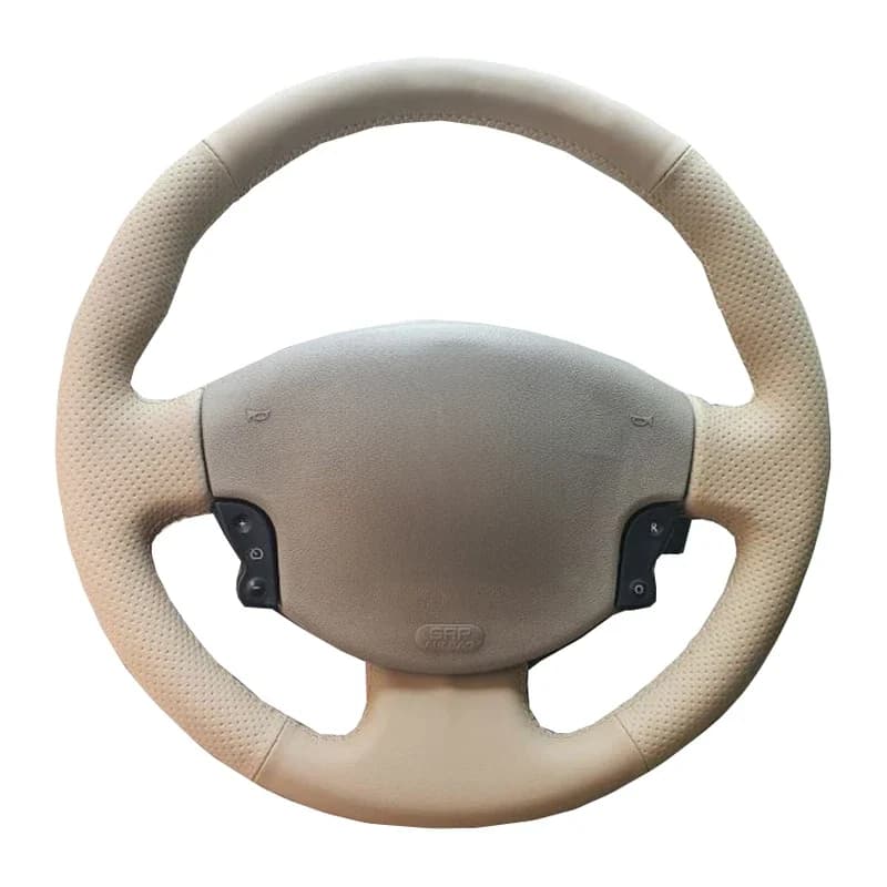 Housse de volant de voiture en cuir Beige, housse en daim, couture à la main, pour Renault Megane 2 2002 – 2009 Scenic 2 (Grand Scenic) Kangoo 2