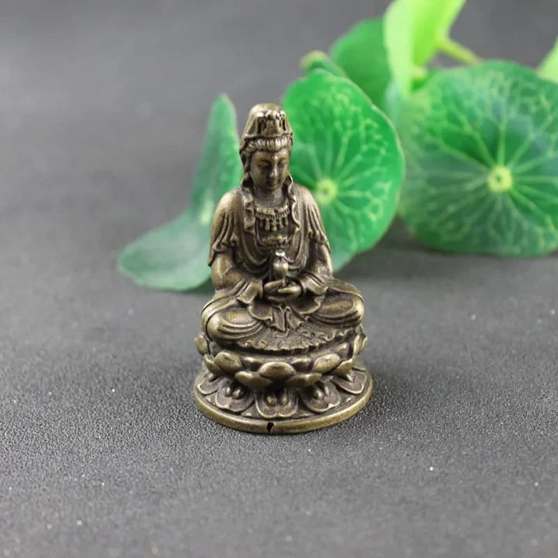 Statue de Bouddha Guanyin Bodhisattva en Bronze Antique, Petits Bouddhas en Cuivre, Mini Figurine Auckland, Décoration Artisanale pour la Maison, Nouveau Style