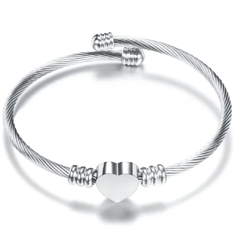 Bracelet avec lettres de l'alphabet initiales pour enfants, bijoux en acier inoxydable, manchette, breloque en forme de cœur, cadeau pour petite fille