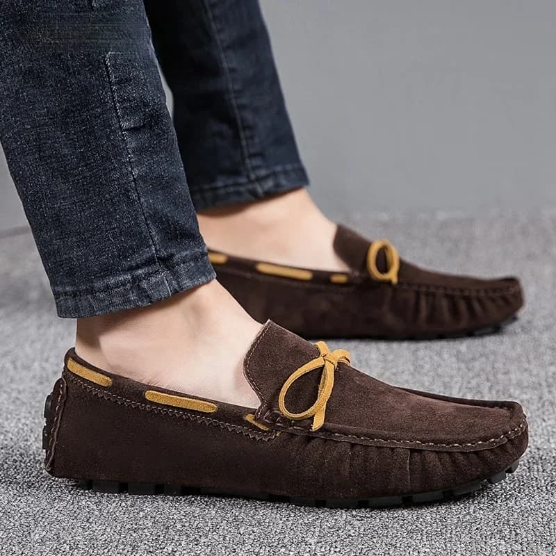2025 hommes mocassin gris marron noir mocassins hommes chaussures en cuir de luxe marque de créateur mode baskets appartements sans lacet léger