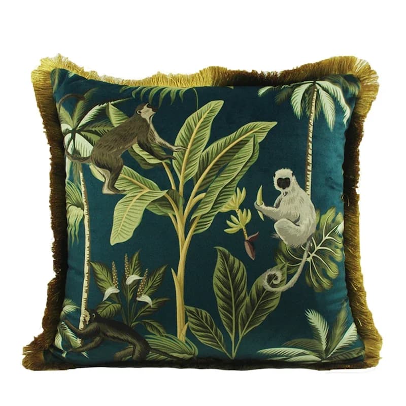 Housse de coussin rétro collection animaux de la jungle pour canapé, housse de coussin décorative d'extérieur, imprimé palmier singe, coussin de canapé décoratif