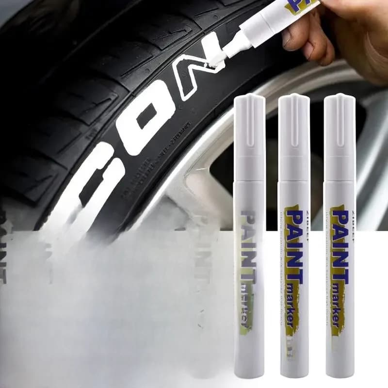 Marqueurs de peinture blancs étanches pour voiture, ensemble de stylos à base d'huile, séchage rapide et en continu, 3 pièces