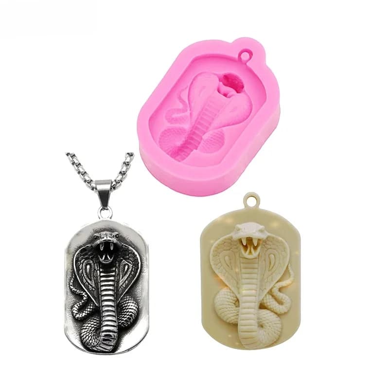 King Cobra – moule en Silicone pour fabrication de bijoux, moule à gâteau au chocolat en résine d'argile polymère Fondant, moule à collier en argile polymère
