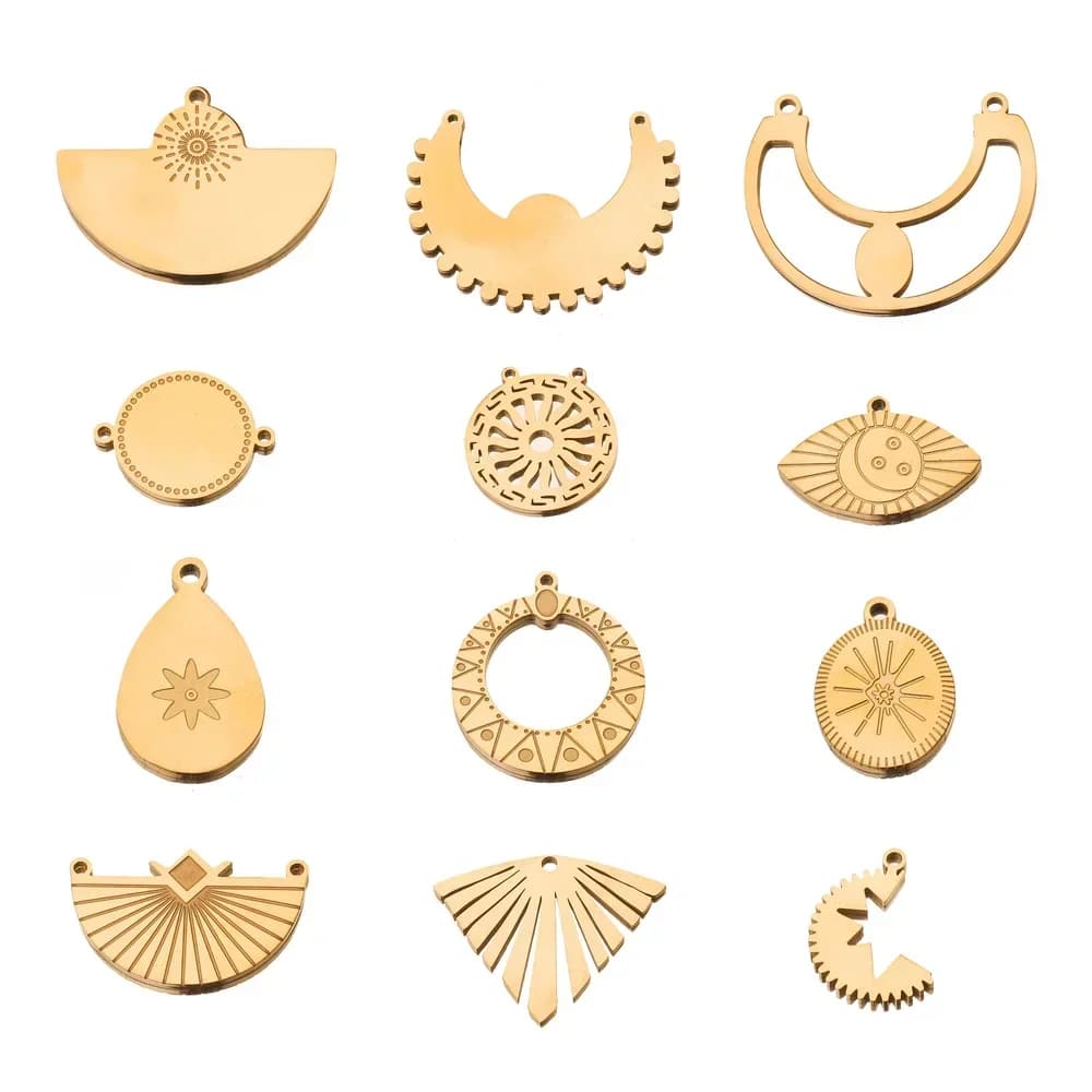 Breloque bohème en forme de goutte d'eau en acier inoxydable, plaqué or, connecteurs de bricolage, boucle d'oreille pendante, collier exécutif, 5 pièces