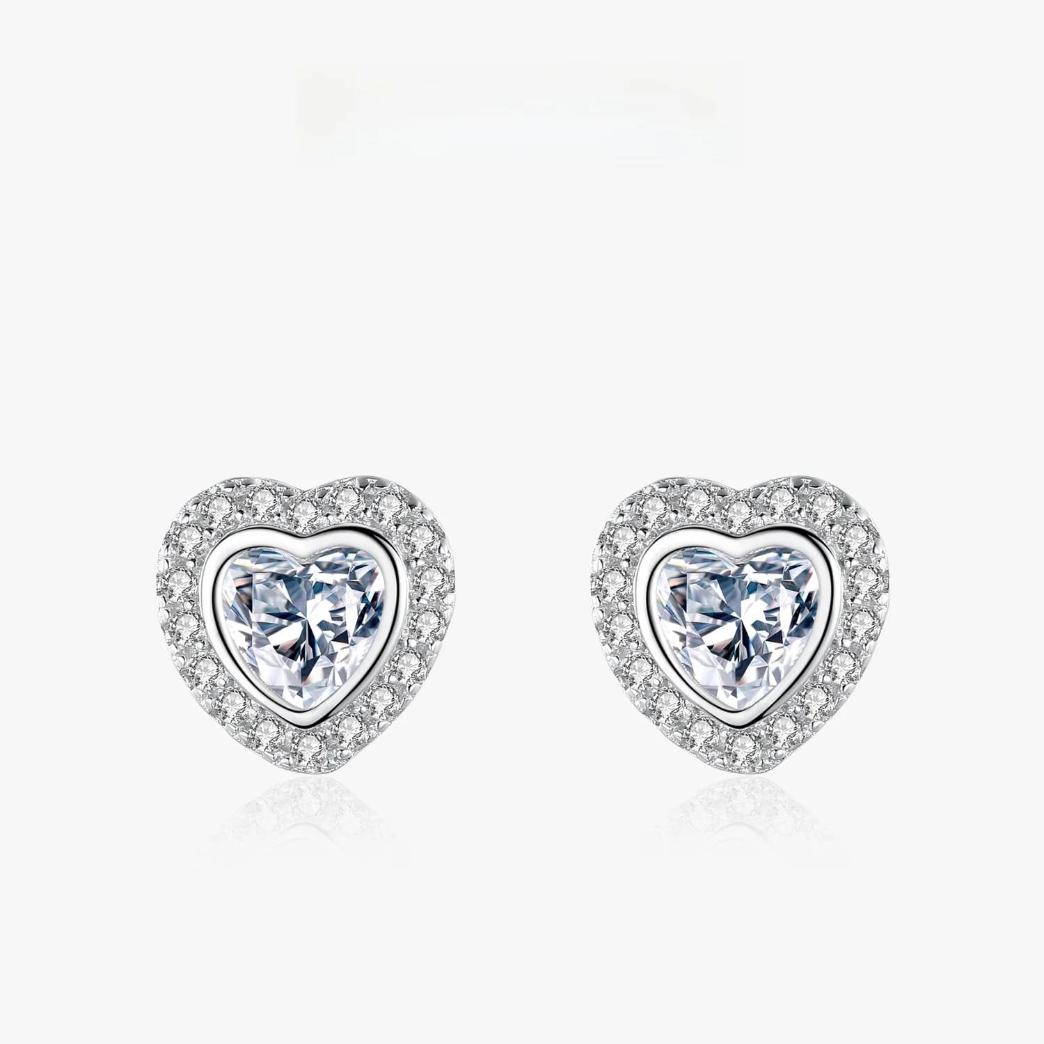 Ailmay 925 en argent Sterling classique de luxe amour coeur forme boucles d'oreilles clair Zircon pour les femmes de mariage fiançailles bijoux cadeau