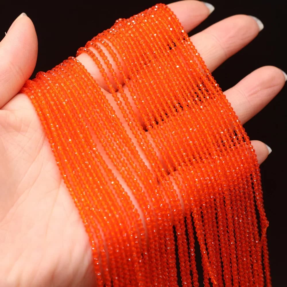 Perles 2MM pierre semi-précieuse naturelle spinelle Orange rouge perle en vrac pour les filles fabrication de bijoux bracelet à bricoler soi-même collier perles de taille