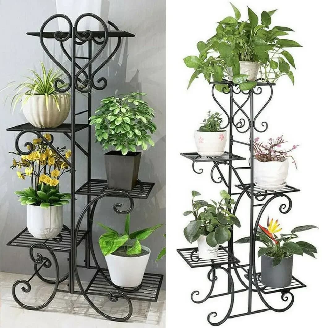 Grand support de plantes à 5 niveaux, étagère de jardinière en fer intérieure T1, pots de fleurs en métal de jardin, présentoir extérieur