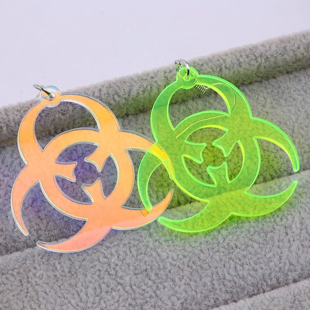 Boucles d'oreilles en acrylique vert néon avec symbole géométrique pour femmes, transparentes, ajourées, pendantes, bijoux de fête à la mode, cadeaux