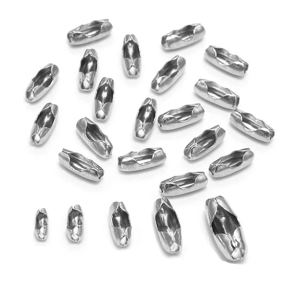 Fermoirs à billes JOConnector en acier inoxydable, perles d'extrémité, bijoux à bricoler soi-même, fournitures de recherche exécutives, 1.2-6.0mm, lot de 50 pièces