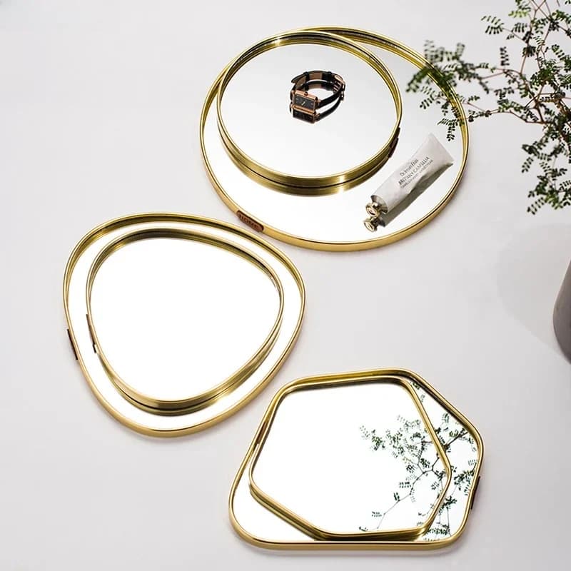 Nordic Light-Escalier miroir doré de luxe, décoration de la maison, rangement de bureau, géométrique multilatéral, accessoires de salon