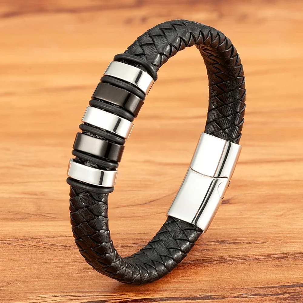XQNI – Bracelet en cuir pour hommes, combinaison de petits accessoires, couture multicolore, acier inoxydable, bijoux de luxe, grande vente