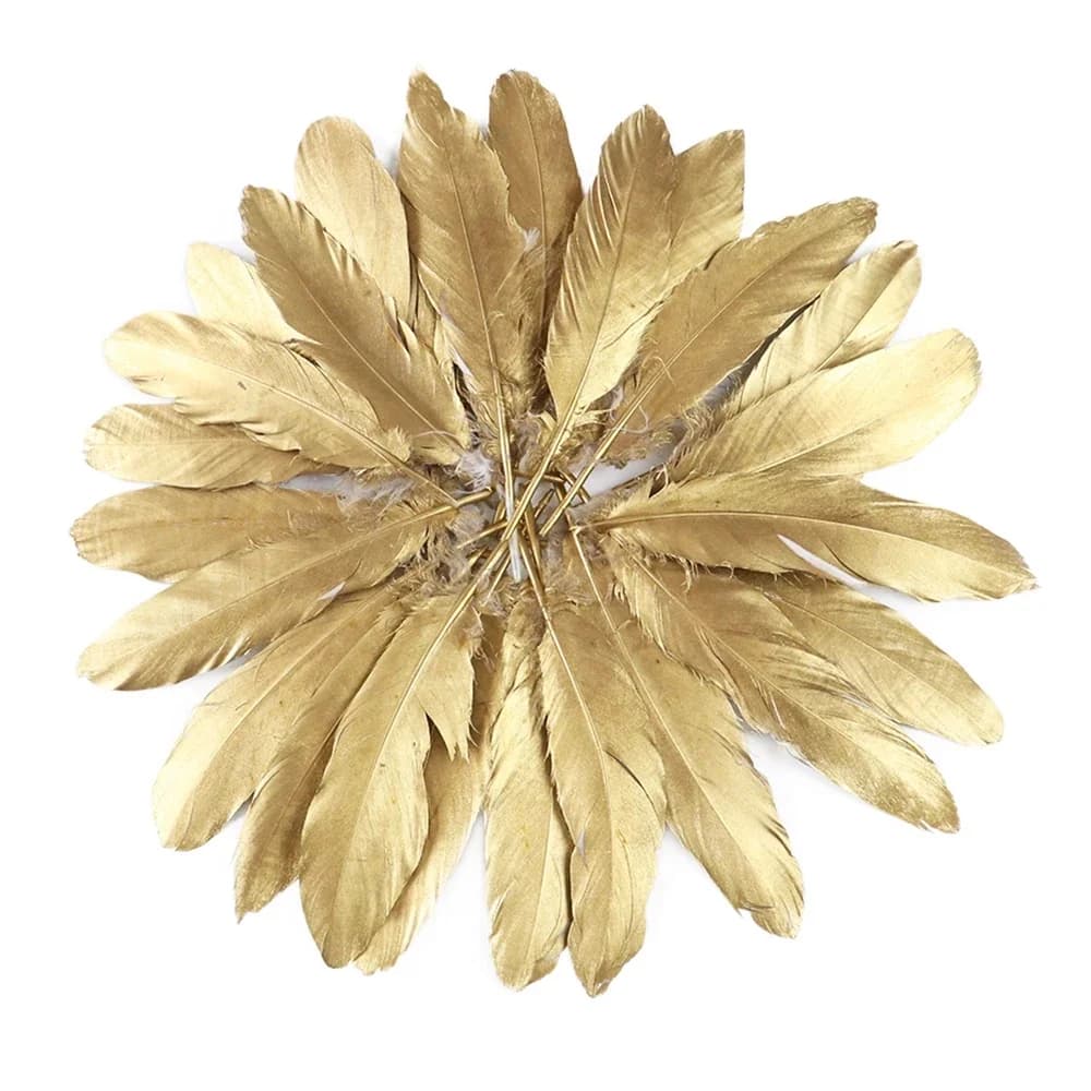 Plumes de coq d'oie dorées 10-500, pour artisanat, fête de mariage, décoration de la maison, fabrication de bijoux, Plumes, fournitures de travaux manuels, vente en gros