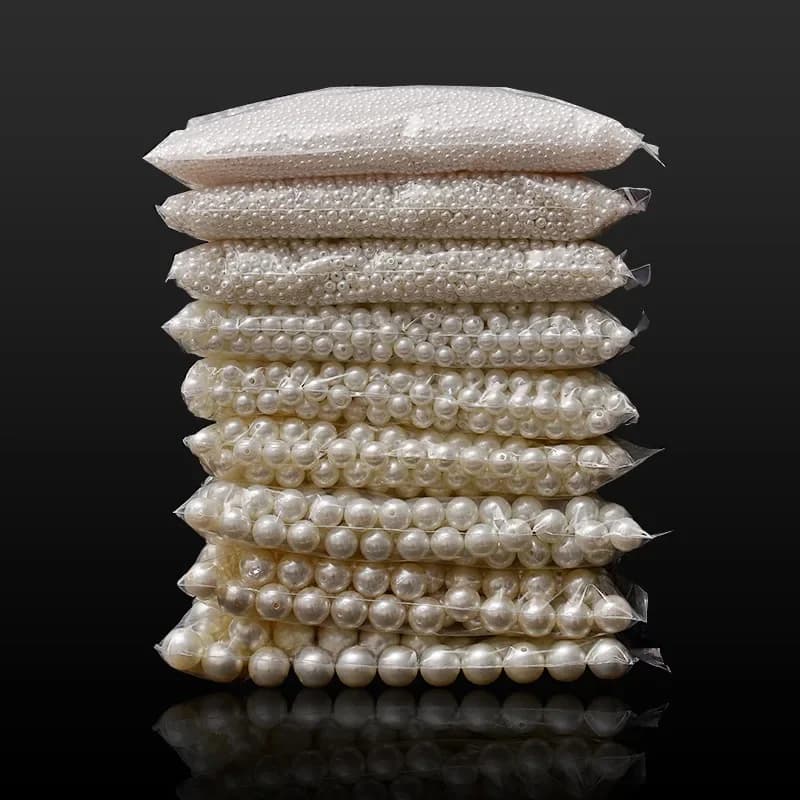 MINGXUAN 100 pièces 200 pièces perles d'imitation blanches 4-14mm perles beiges en vrac fabrication de bijoux à la main perles épingle à cheveux boucles d'oreilles bricolage
