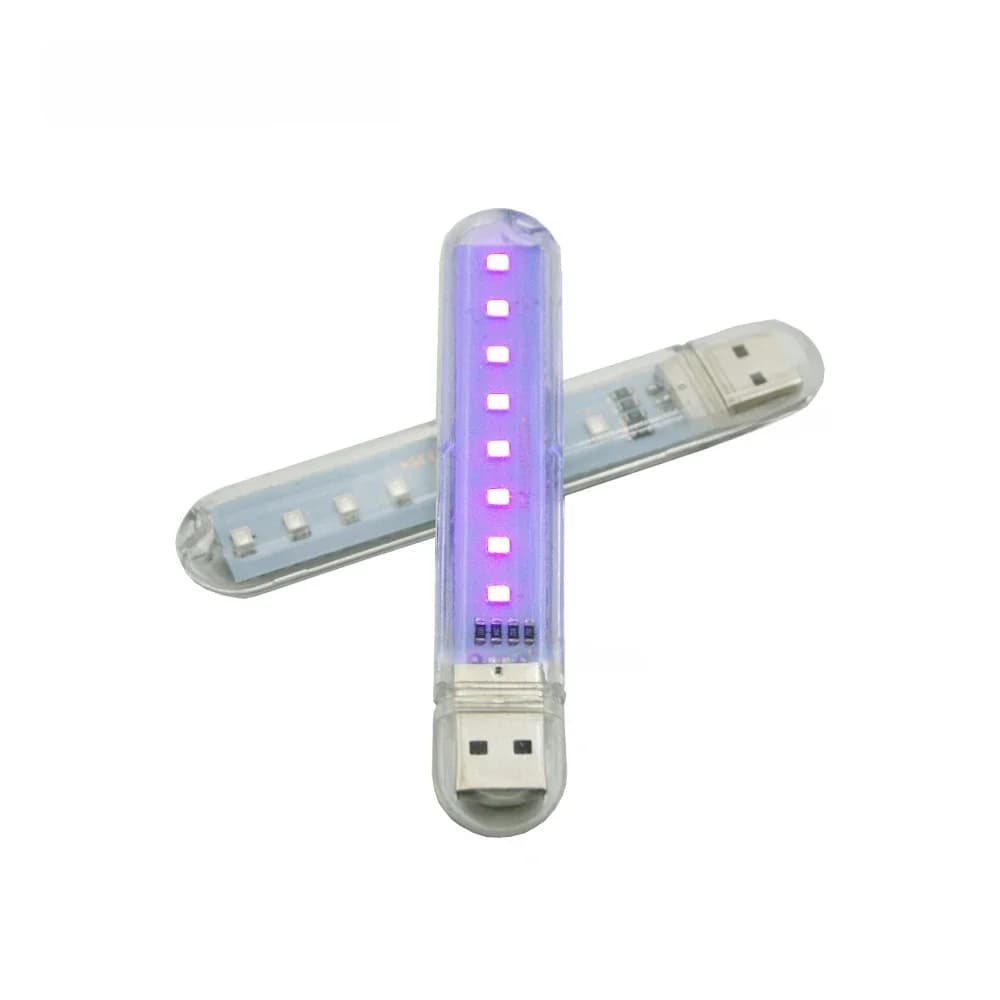 Lampe germicide portable USB ZHMZH 8 LED mini UVA, lumières de désinfection, lampes UV, lumière désinfectante, tue les germes, DC5V 12g