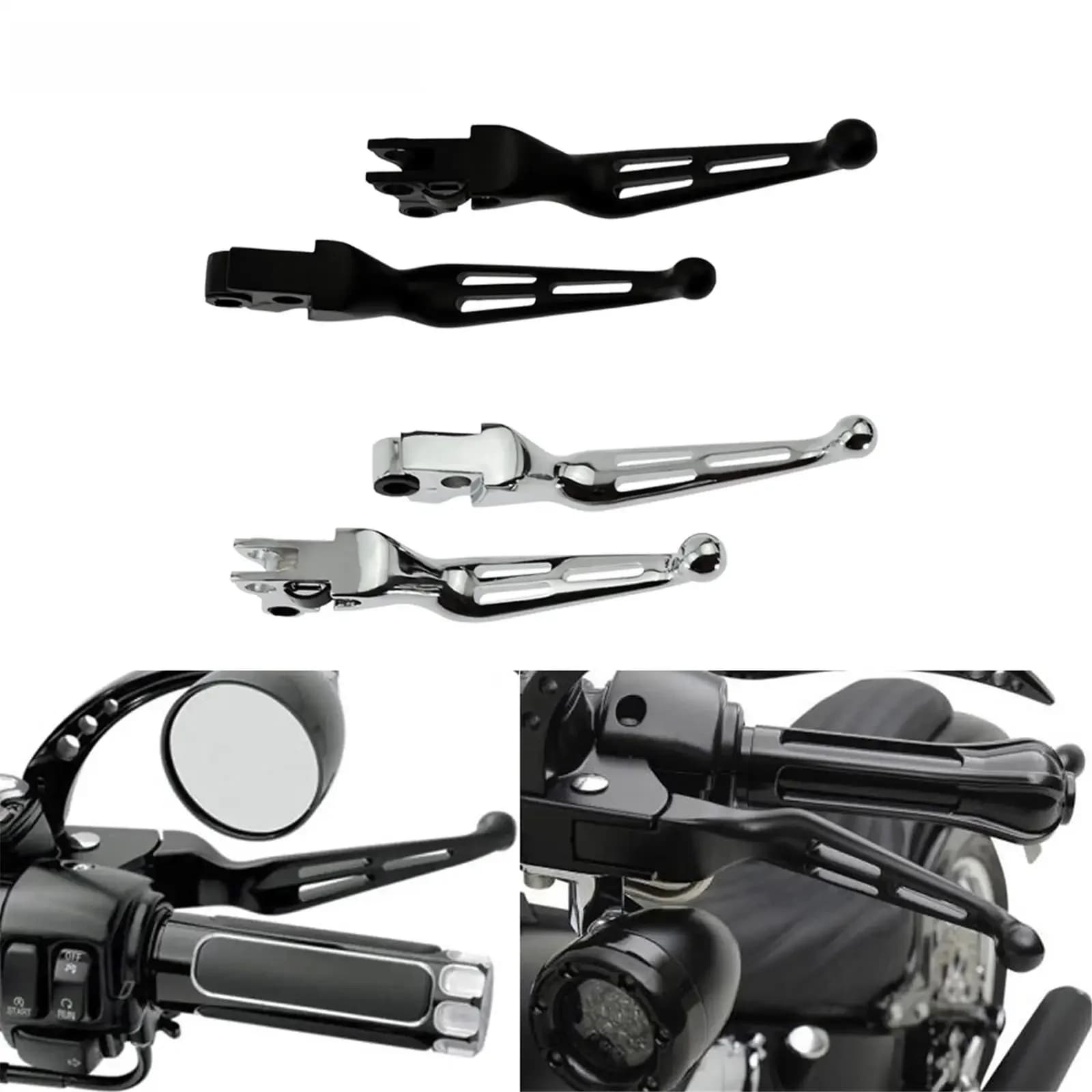 Leviers de frein et d'embrayage moto, noir chromé, pour Harley Touring Sportster XL883 1200 Softail Dyna Street Bob Road King FXDB FLHX