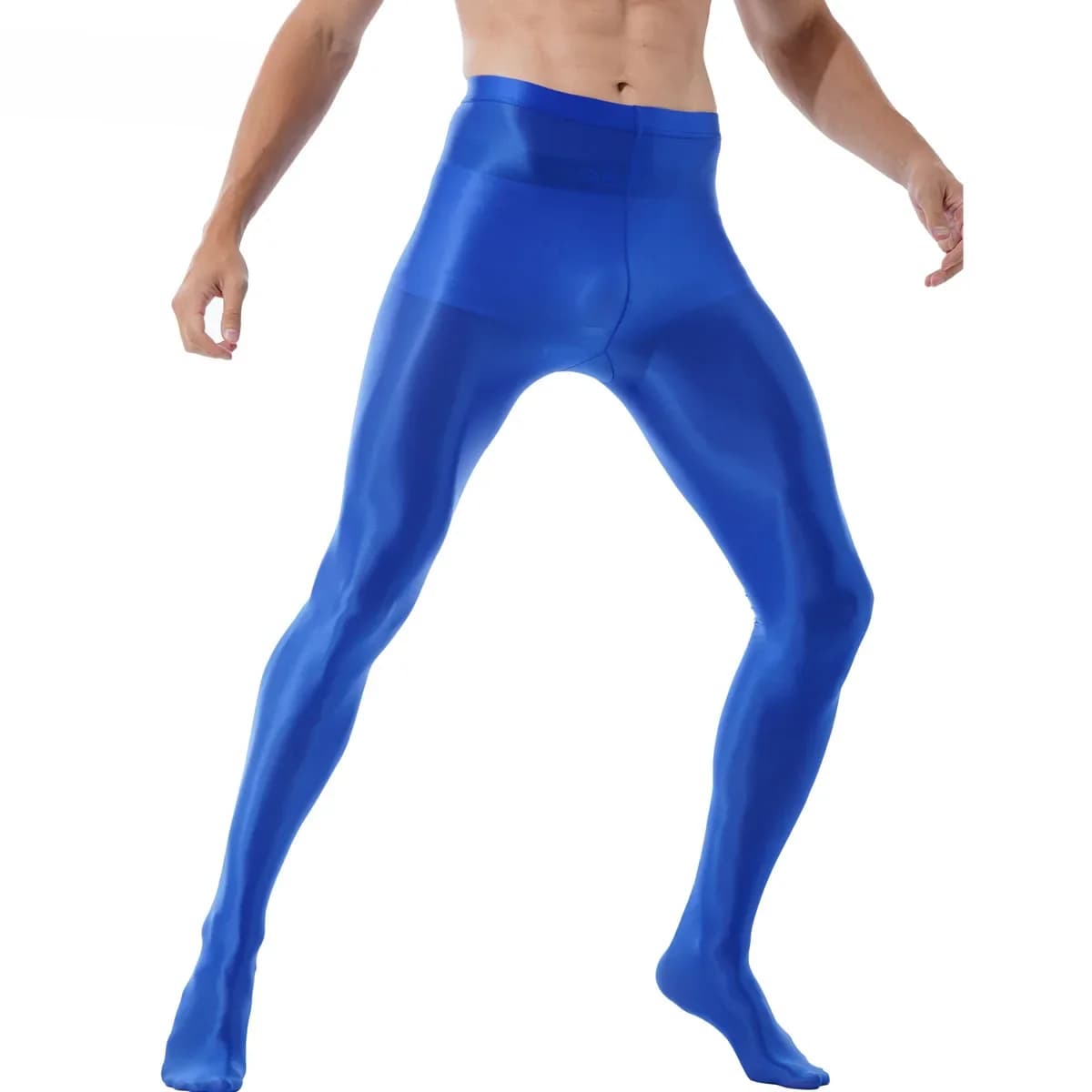 JJWLWEAR-Collants Brillants avec Chaussettes pour Homme, Pantalon de Yoga, Legging de brev, Sexy, Serré, Slim, artificiel asticité, Base Décontractée