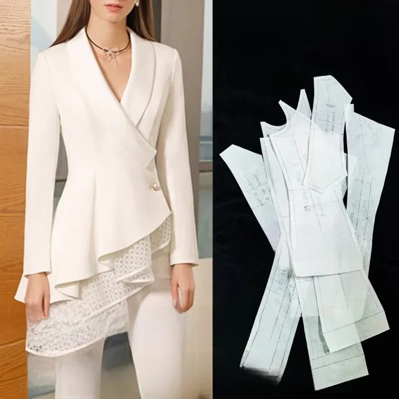 Dessins de couture 600 sol Blazer col en V 1:1 modèle de conception de vêtements BWT-120