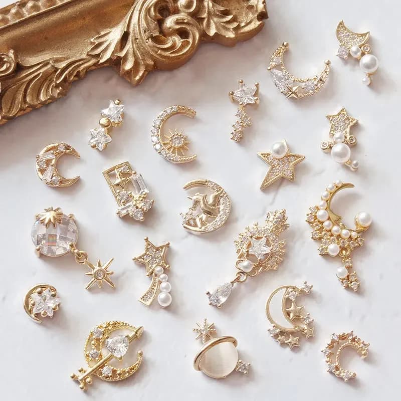 10 pièces/lot 3D étoile lune licorne alliage Nail Art Zircon perle cristal métal manucure ongles accessoires fournitures décorations breloques