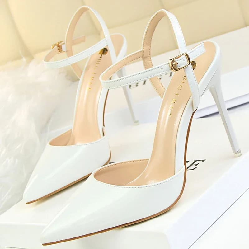 BIGTREE chaussures mode sandales femmes 2026 en cuir verni talons hauts femmes sandales été sandales à talons bout pointu femmes pompes