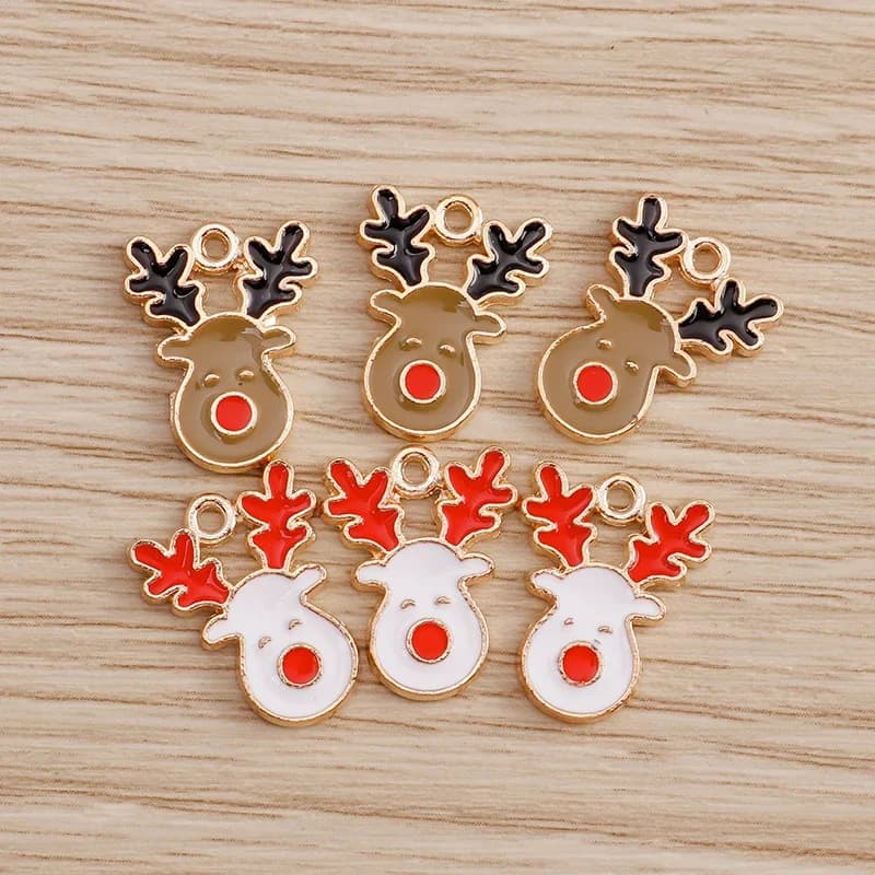 10 pièces 12*16mm mignon émail noël wapiti breloques pendentifs pour colliers boucles d'oreilles bricolage dessin animé noël cerf breloques fabrication de bijoux