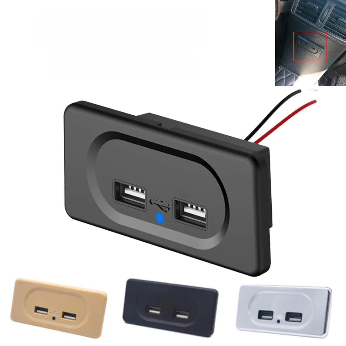 Prise de chargeur de voiture double USB 3,1a 4,8a, 12V 24V, pour moto, camion, ATV, bateau, RV, Bus, adaptateur d'alimentation, prise lumière LED