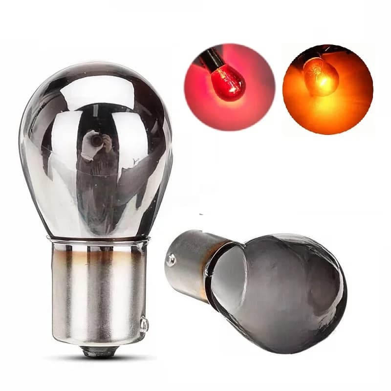 2 pièces 581 PY21W S25 BAU15S Argent / Chrome Ambre Rouge Verre 12V 21W 1156 BAY15D P21/5W Ampoule de feu arrière, feu stop et clignotant pour voiture