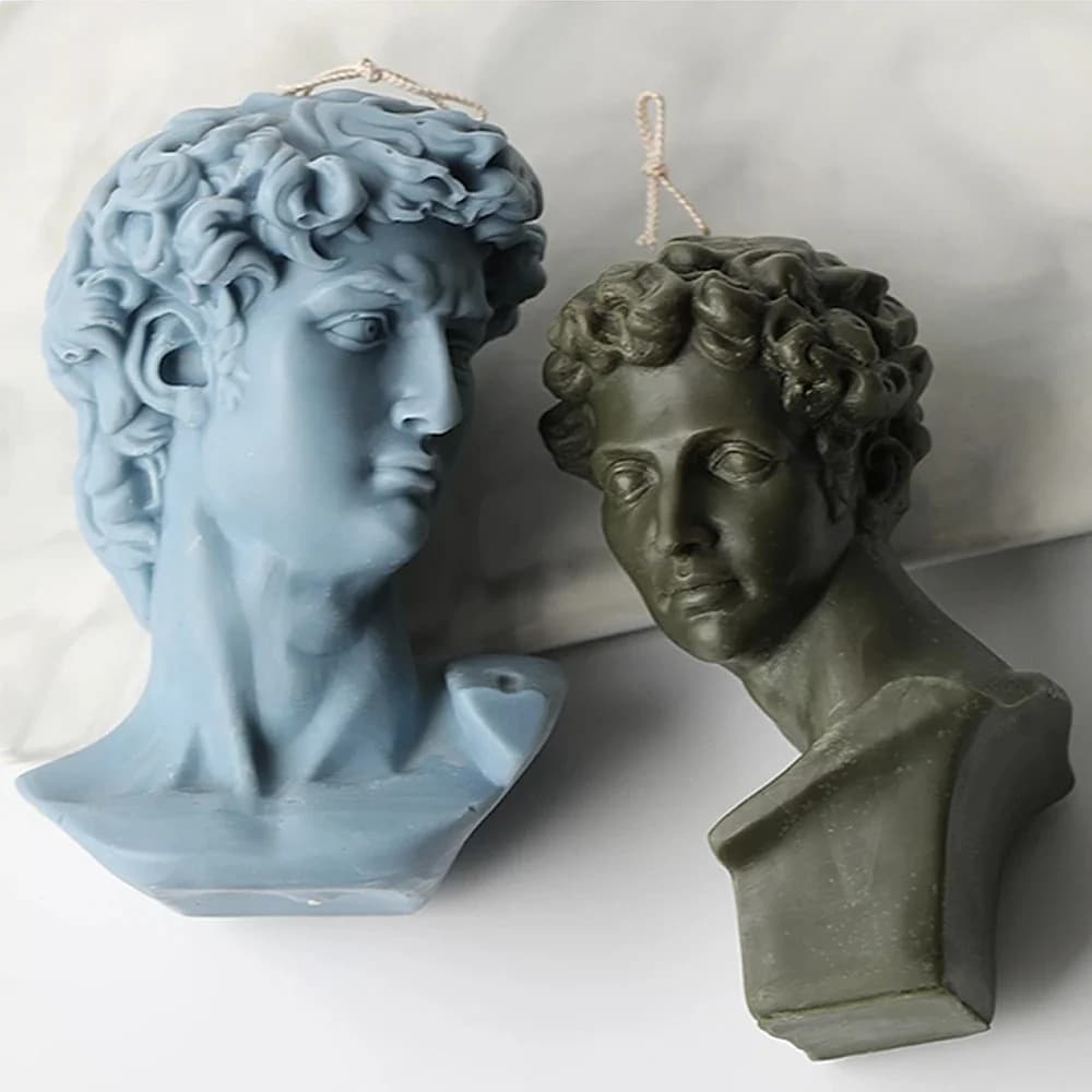 Moule à bougie en silicone Big David Head, moules humanoïdes 3D pour bougies, moule en plâtre, décoration domestique, outils d'artisanat