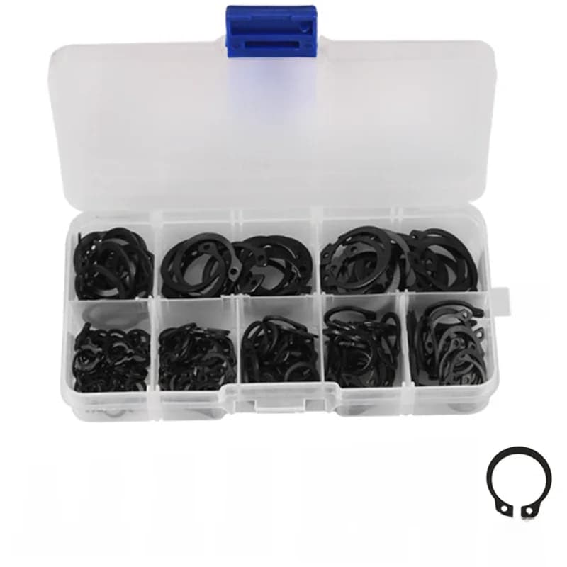 200 pièces rondelles à clip C Circlips de retenue externes internes rondelles d'anneau de retenue à pression Kit d'assortiment de joints en acier au carbone M6-M20