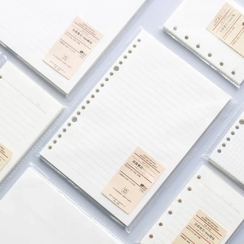 Recharge de carnet de notes à feuilles mobiles A5 B5, 60 feuilles, classeur à spirale Kawaii, Index à l'intérieur de la Page, grille à points, papeterie Connell vierge