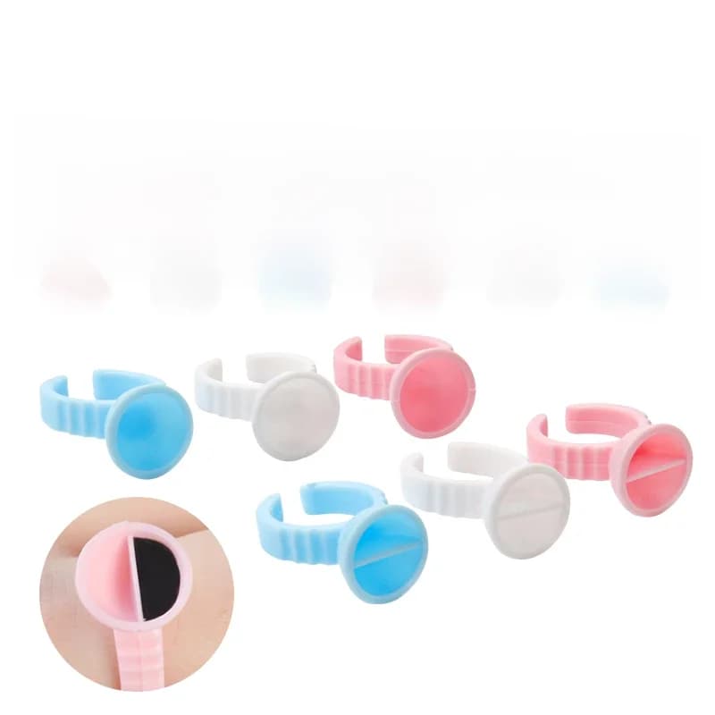 100 pièces jetables faux cils colle anneau tasse adhésif palette pour Extension de cils support conteneur tatouage Pigment outils de maquillage