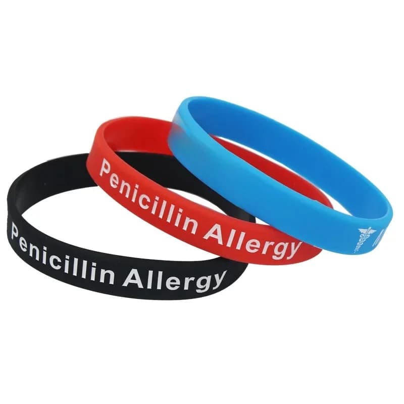 Bracelet médical en silicone pour infirmière, bracelets d'allergie à la SACPénicilline, brassard adulte, cadeau, 3 couleurs, offre spéciale, SH093, 1PC