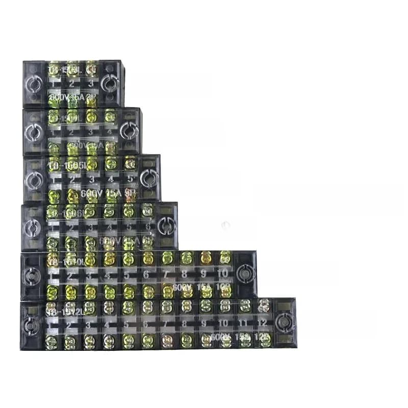 Bornier à vis à double rangée, connecteur de fil 600V 15A TB-1503 / TB1504 /TB1505/ TB1506 / TB-1510 /TB-1512 en option, 1 pièce