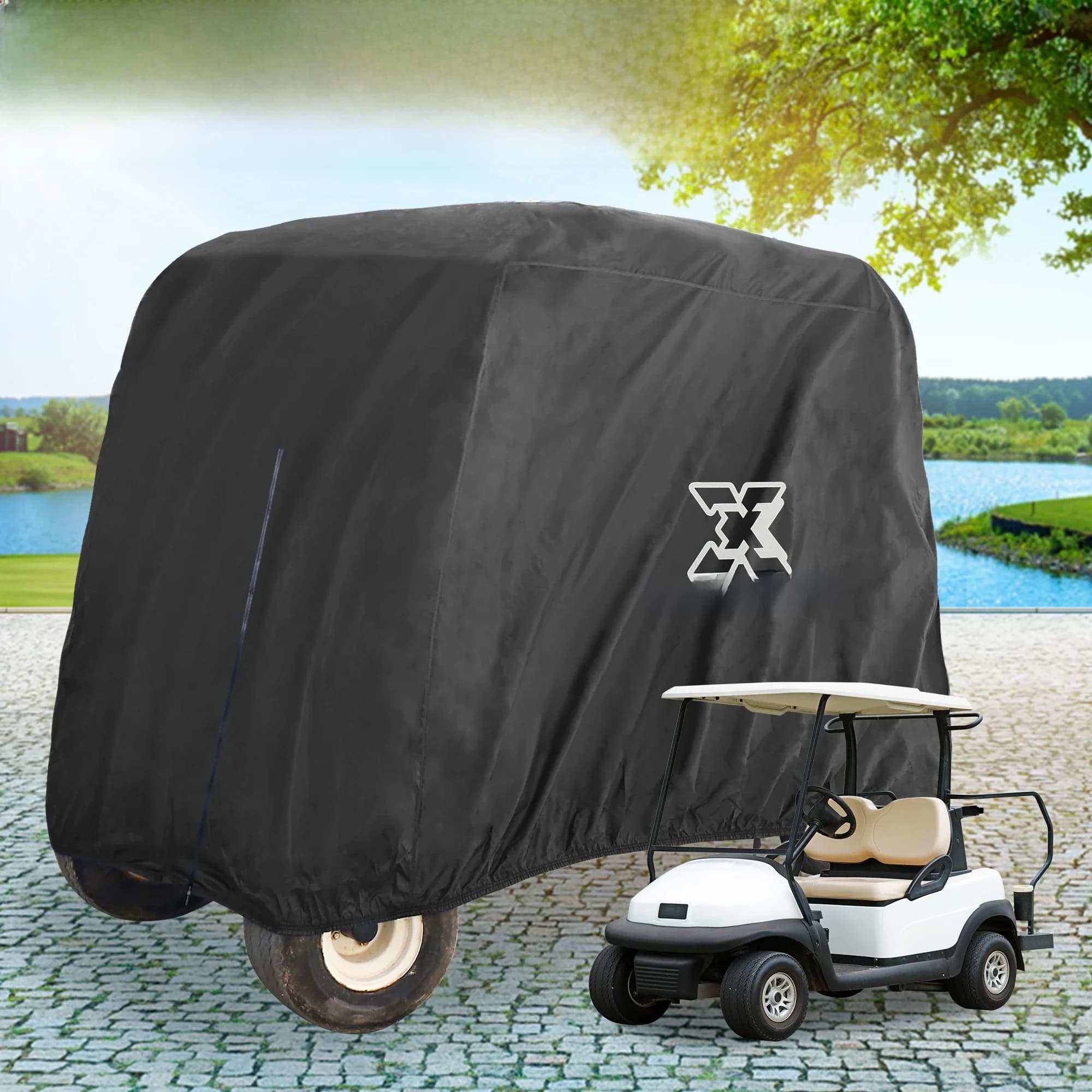 X Autohaux-Juste de protection étanche pour voiturette de golf 400D, résistante au soleil et à la poussière, accessoire pour 2 ou 4 passagers