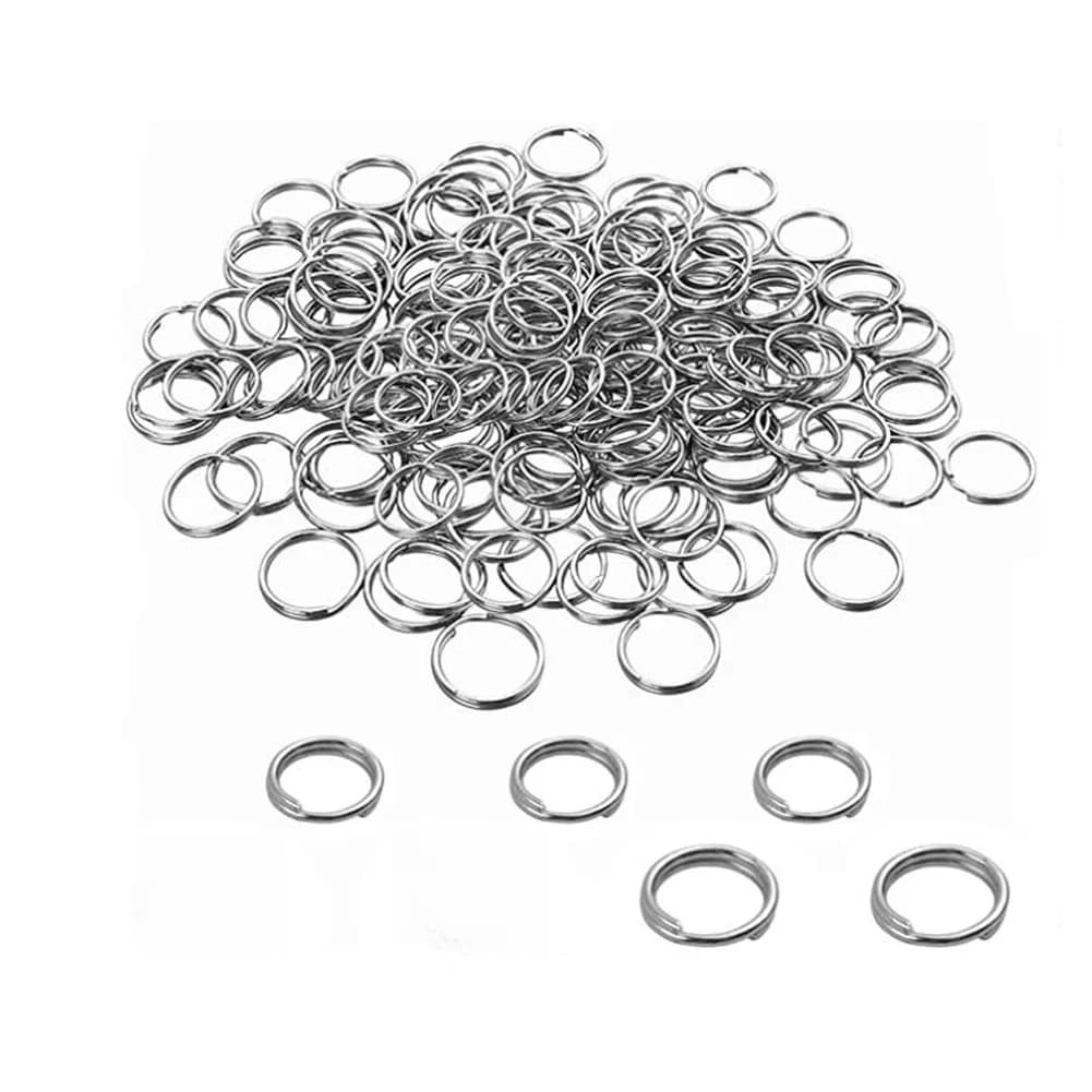 200 pièces en acier inoxydable 5 6 8 10 12 15 mm anneaux de saut à Double boucle rond petit porte-clés anneaux connecteur pour la fabrication de bijoux à bricoler soi-même