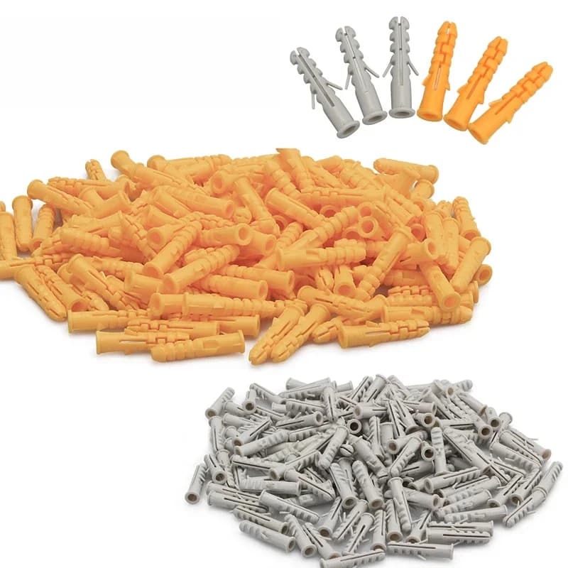 Colonne d'injecteur à vis en nylon, bouchon en caoutchouc, bouchons muraux en plastique, jaune et gris, cloison sèche, tuyau M6 x 30mm, 6 000, 150 pièces