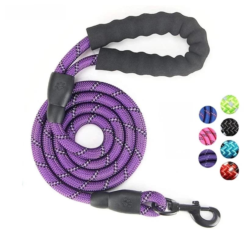 1.5M/2M/3M grande corde pour chien ronde 1.2CM laisse en Nylon pour animaux de compagnie renforcer la corde réfléchissante marche chien Traction collier harnais chien plomb