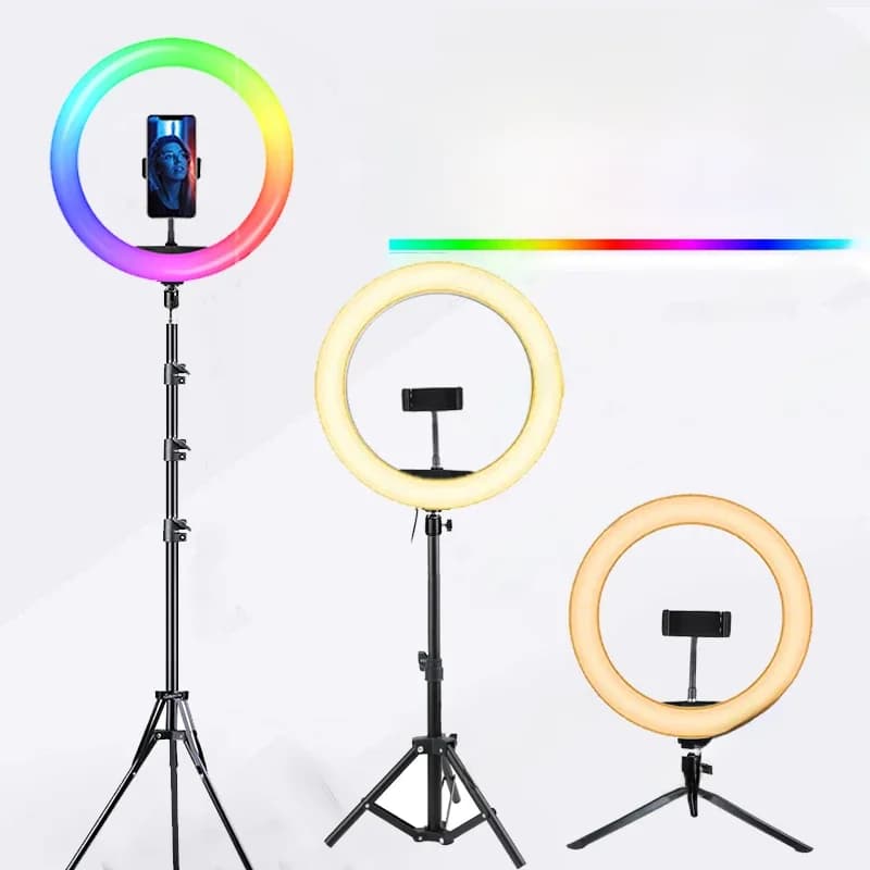 Anneau lumineux à intensité variable avec trépied, lampe à selfie, éclairage photographique, studio vidéo, maquillage en direct, YouTube, 10 ", 13"