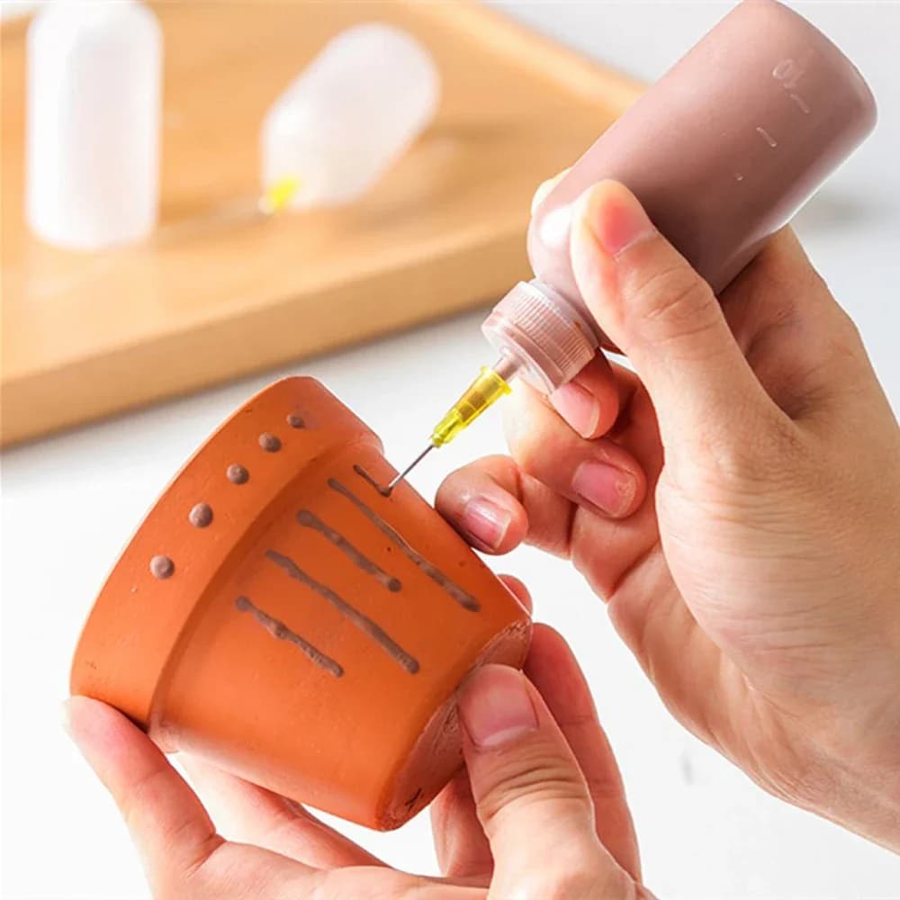 Bouteille d'argile à presser en céramique de 50ml, pointe multi-aiguilles, effet de Texture, décoration créative en argile, outil de peinture de poterie à faire soi-même