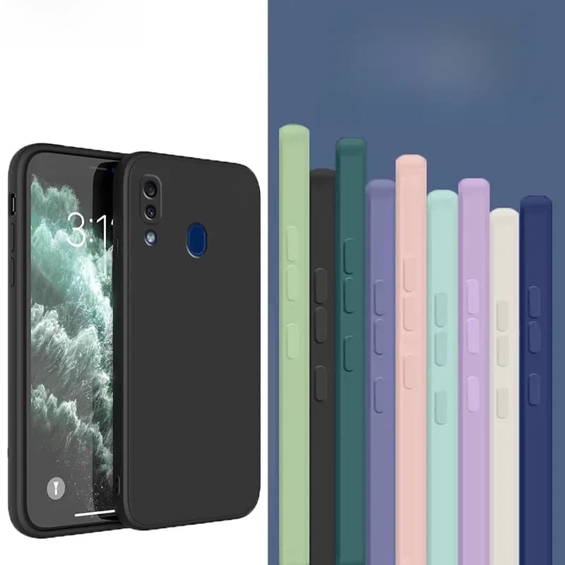 Coque de protection en Silicone liquide pour Samsung Galaxy, pour modèles A10, A20, A30, A50, A70, A10S, A20S, A30S, A50S, A70S, à bord droit